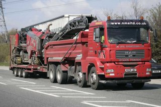 File:N M S Civil Engineering 2008 MAN tipper vehicle with tarmac planer on a drawbar trailer, 25 April 2010.jpg